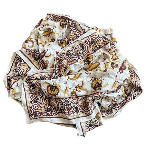 Boho Floral Paisley Shawl Wrap Scarf Lightweight Texture Ivory/Gold/Maroon 72x26 - Picture 13 of 13
